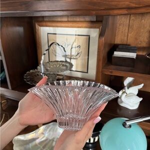 Clear Cut Crystal Bowl - Fan-Shaped Decorative Dish